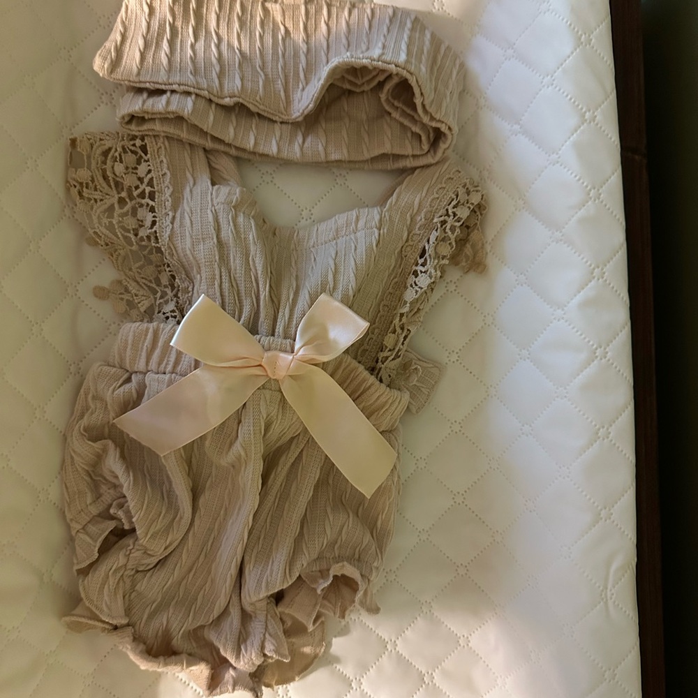 Beige lace romper